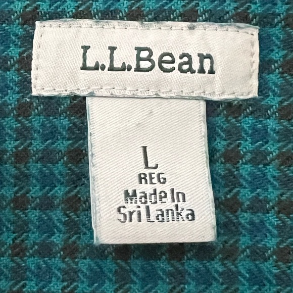 L.L.Bean Vintage Flannel Micro Plaid Teal Blue Large Women’s Shirt Shacket - Picture 5 of 16